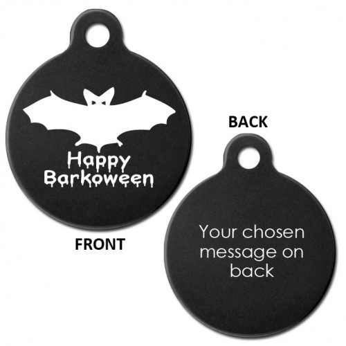 Halloween Bat Black 31mm Large Round Pet Dog ID Tag